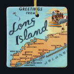 Vintage Long Island Map Ceramic Ornament<br><div class="desc">A colourfully illustrated, vintage map of Long Island New York. This is an old postcard repurposed on an ornament, </div>