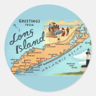 Vintage Long Island Map Classic Round Sticker