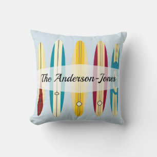 Vintage Longboards Throw Pillow