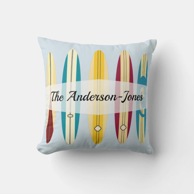 Vintage Longboards Throw Pillow (Front)