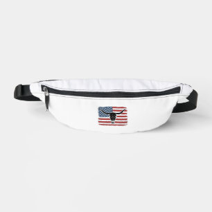 Vintage Longhorn Skull American Flag Vector Design Fanny Pack