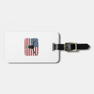 Vintage Longhorn Skull American Flag Vector Design Luggage Tag