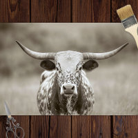 Vintage Longhorn Steer Cattle Decoupage