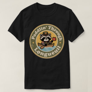 Vintage Longueuil Quebec Canoeing Raccoon T-Shirt