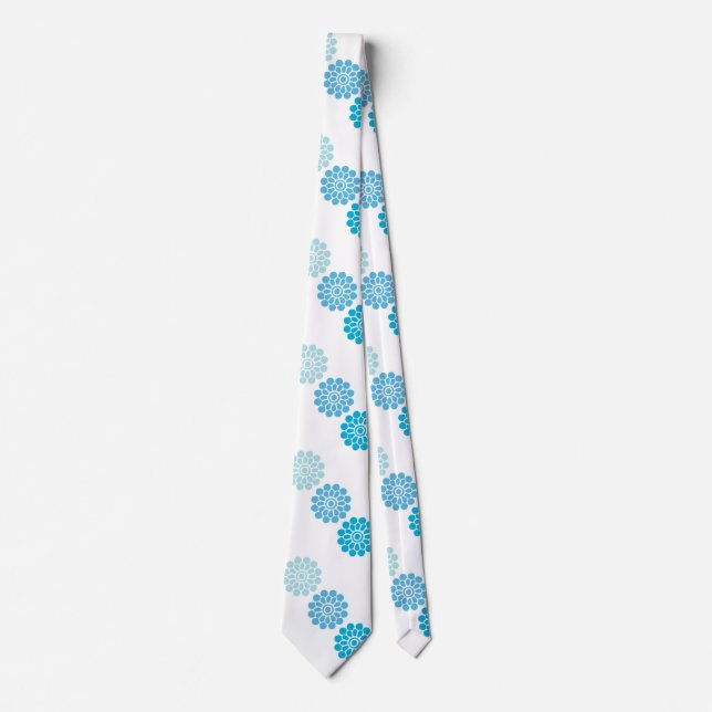 Vintage-look 1970s Blue Floral Tie (Front)