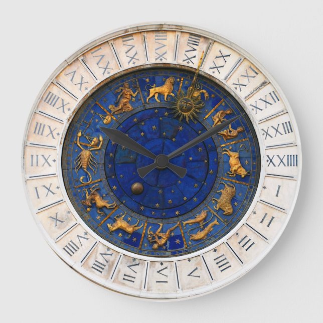 Vintage Look 24 Hour Zodiac Large Clock (Front)