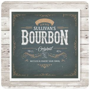 Vintage Look ADD NAME American Bourbon Whiskey Bar Napkin