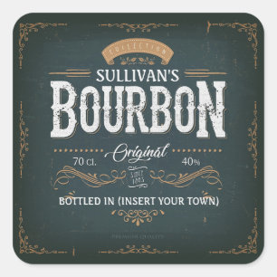 Vintage Look ADD NAME American Bourbon Whiskey Bar Square Sticker