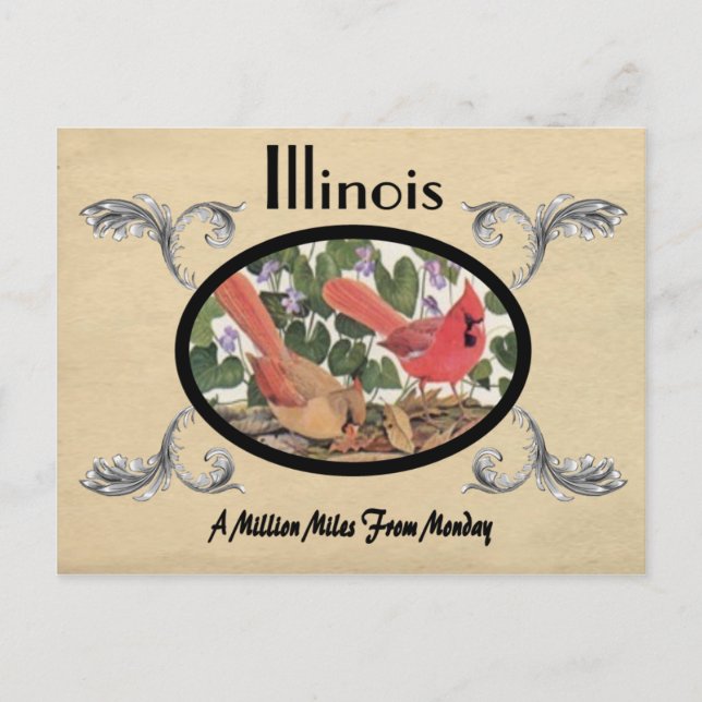 Vintage Look Ancienne carte postale Illinois État (Devant)