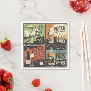 Vintage Look Bar Drink Tiles Napkin