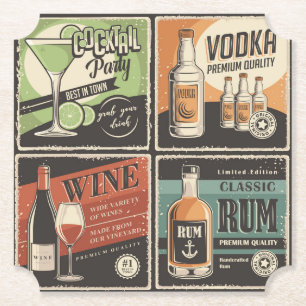 Vintage Look Bar Drink Tiles  Paper Coaster