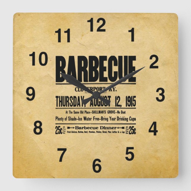 Vintage Look BBQ Restaurant Clock (Front)