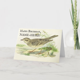 Vintage Look Bird on Ground Birthday Card