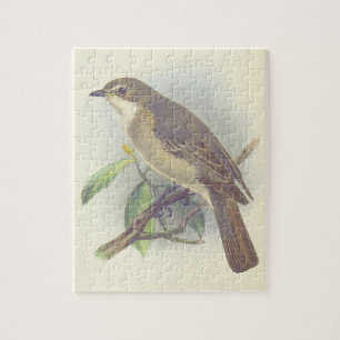 Vintage Look, Bird Perched on a Branch Jigsaw Puzzle