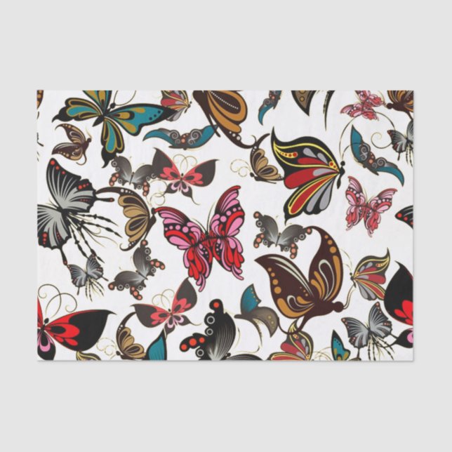 Vintage Look Butterflies Tissue Paper (Front)