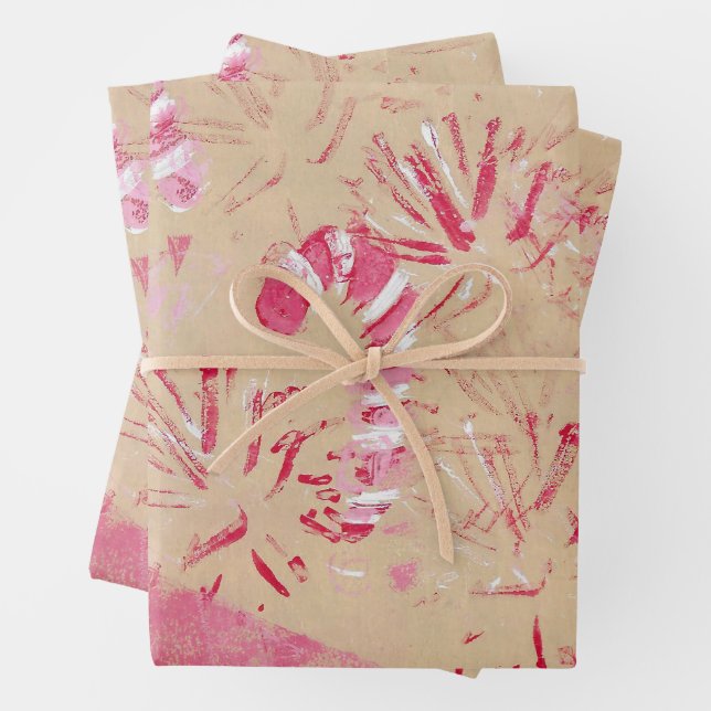 Vintage Look Candy Canes Christmas Wrapping Sheets (In situ)
