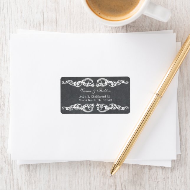Vintage Look Chalkboard Wedding Address Label (Insitu)