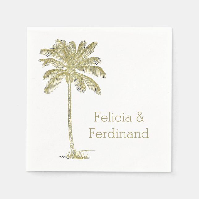 Vintage Look Coconut Palm Tree Napkin (Front)