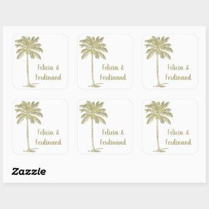 Vintage Look Coconut Palm Tree  Square Sticker