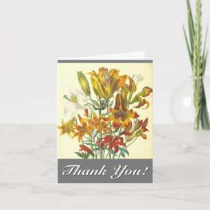 Vintage Look Colourful Floral "Thank You!" Card