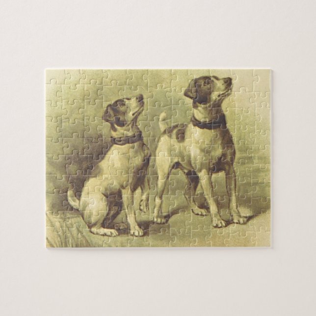 Vintage Look, Deux Chiens Jigsaw Puzzle (Horizontal)