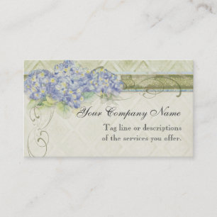 Vintage Look Floral Blue Hydrangea Flowers Swirl Business Card