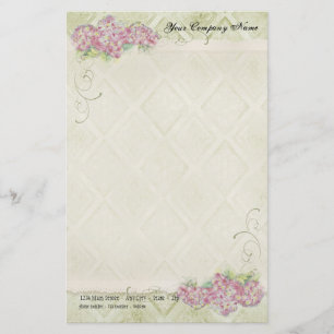 Vintage Look Floral Blue Hydrangea Flowers Swirl Stationery