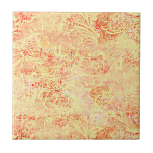 Vintage Look Flower Boom in Light Yellow Texture Tile