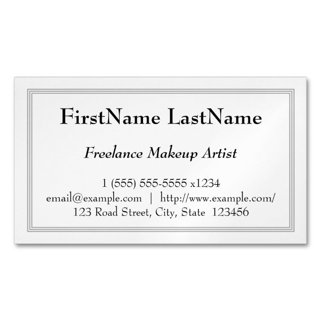 Vintage Look Freelance Makeup Artist Magnetic Business Card (Front)
