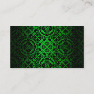 Vintage look Green & Black Damask #4 Business Card
