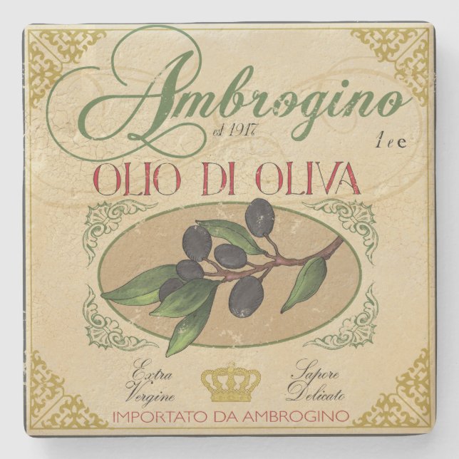 Vintage look Italian Label Art Coaster (Front)