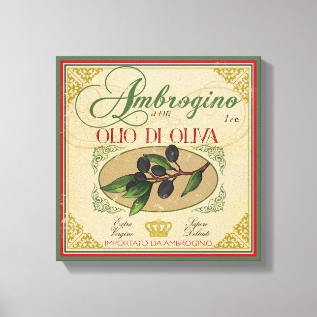 Vintage look Italian Retro Label Art Canvas (Front)