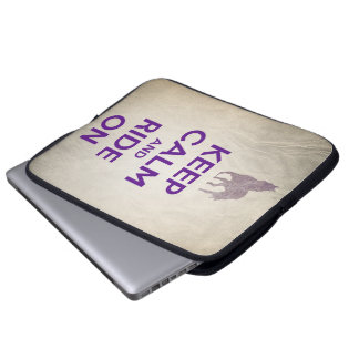 Vintage Look Keep Calm and Ride On Horse Laptop Sleeve