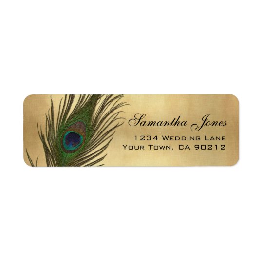 Vintage Look Peacock Feather Custom Address Return Address Label