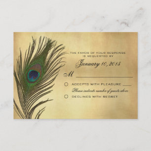 Vintage Look Peacock Feather RSVP Custom
