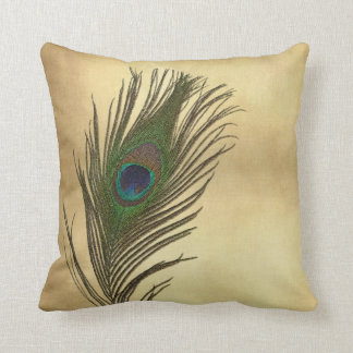 Vintage Look Peacock Feathers Elegant Throw Pillow