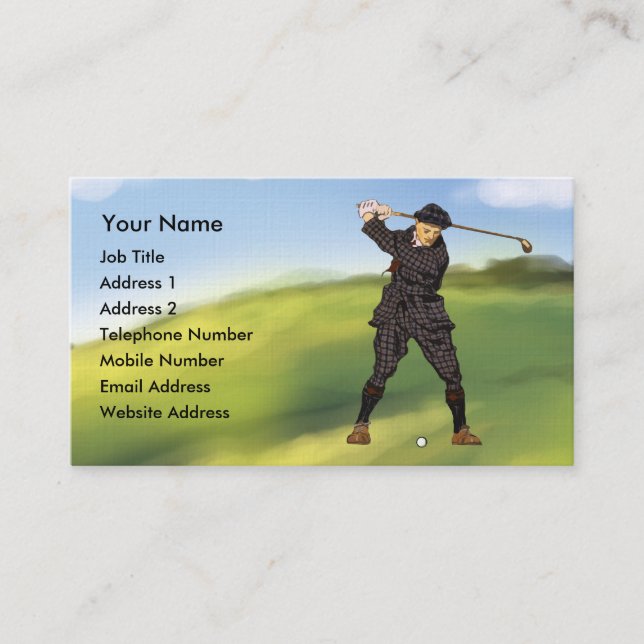 Vintage look Period Golfer Golf Business cards (Front)