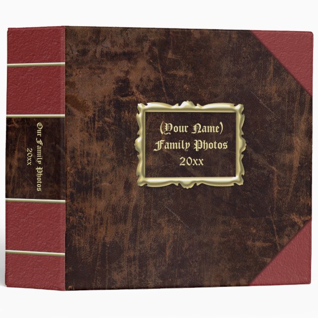 Vintage Look Personalized Photo Album Binder, 2" Binder (Front/Spine)