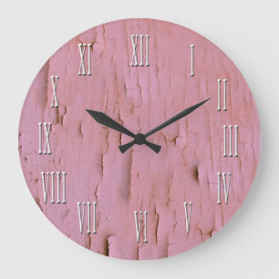 Vintage Look Pink Distressed Clock