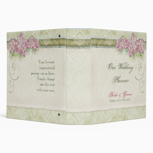 Vintage Look Pink Hydrangea - Wedding Planner Binder (Background)