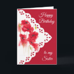 Vintage Look Red Poppy Flower for Sister Birthday Card<br><div class="desc">Vintage Look Red Poppy Flower for Sister Birthday</div>