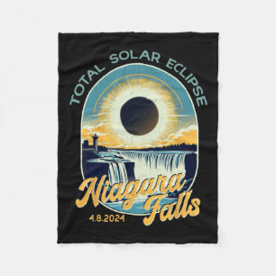 Vintage Look Total Solar Eclipse Niagara Falls Fleece Blanket