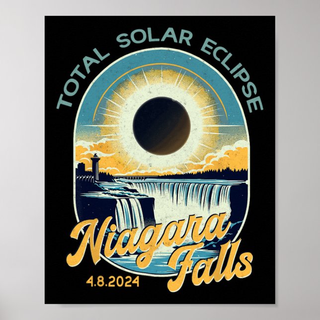Vintage Look Total Solar Eclipse Niagara Falls  Poster (Front)