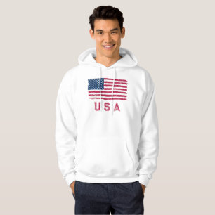 Vintage Look US Flag (Red Text) Hoodie