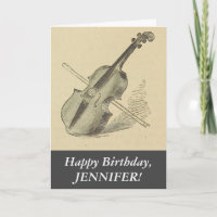 Vintage Look Violin, Happy Birthday Greeting Card