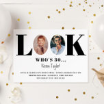 Vintage Look Who's Birthday Photo Invitation<br><div class="desc">This unique 30th birthday party invitation is perfect for any birthday party. Replace the photos with one of your own childhood and current photos and customize the text to your liking. Age can be changed to your age. Back of the card is black colour, this can be changed or removed...</div>