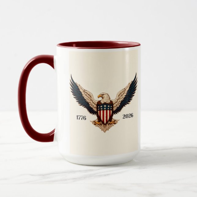 Vintage looking coffee mug with patriotic design (Left)