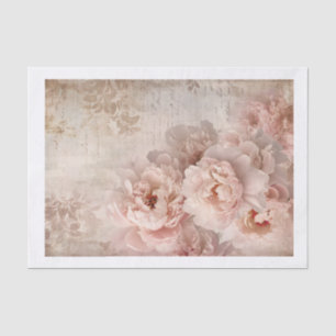 Vintage Looking Large Pink Roses and Text Collage Tissue Paper
