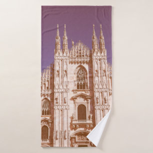 Vintage looking Milan cathedral aka Duomo di Milan Bath Towel