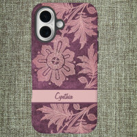 Vintage Looking Pink and Mauve Simulated Damask